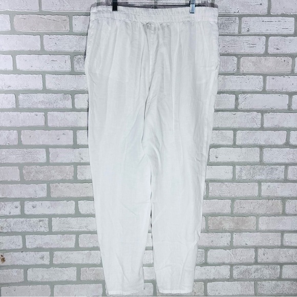 Flax Linen Pull on Full Length Straight Leg Pants in White Size M - Picture 4 of 9